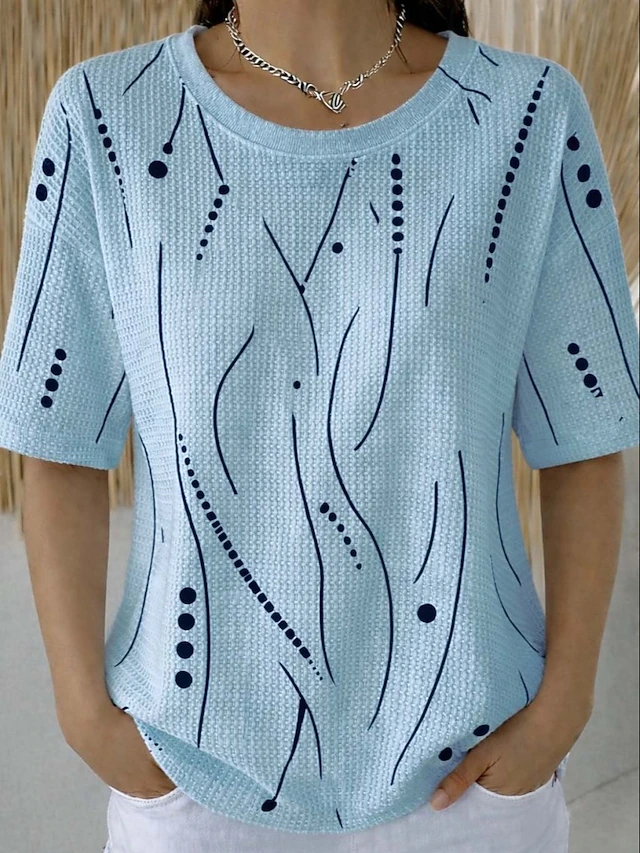 Sylvia | Struktureret T-shirt med Korte Ærmer