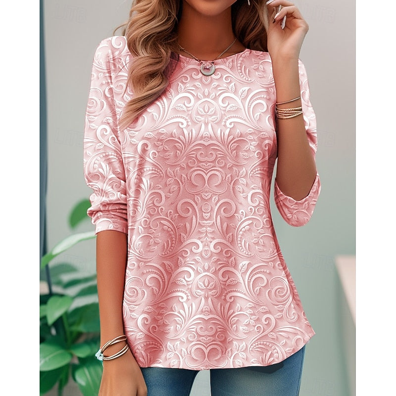 Noelle | Elegant Blomster Langærmet Tunika Top