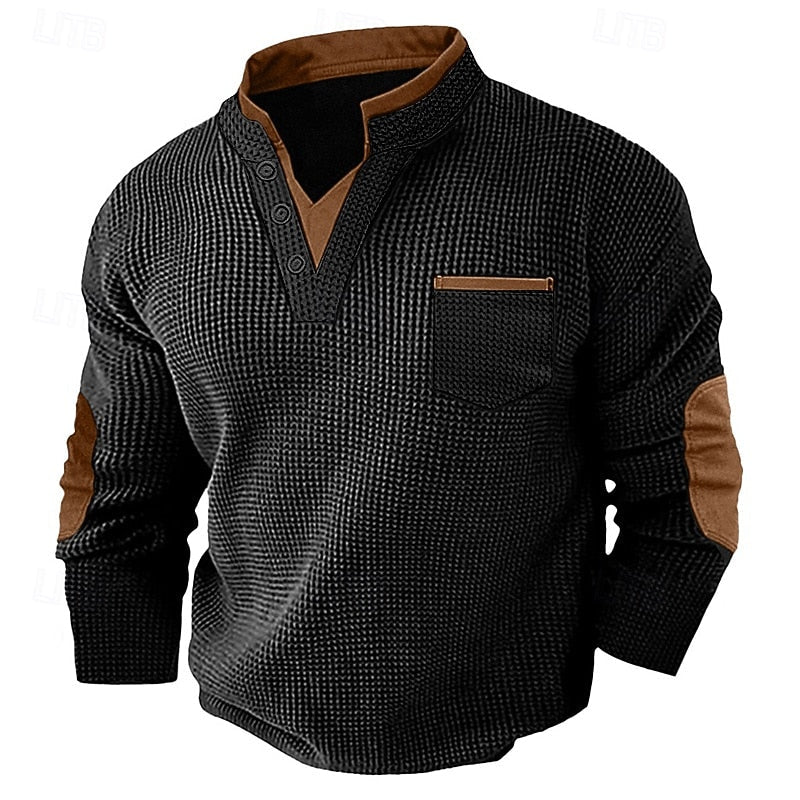 Russell | Tekstureret Waffle Henley Skjorte