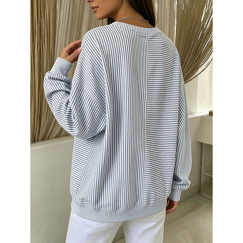 Corinna | Afslappet Stribet Sweatshirt
