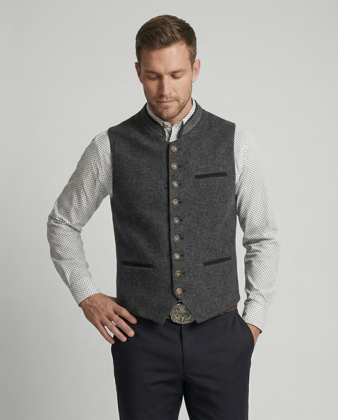 Frederik | Traditionel Stående Krave Vest