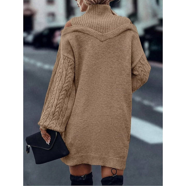 Winifred | Kold- skulder Turtleneck Sweater Kjole