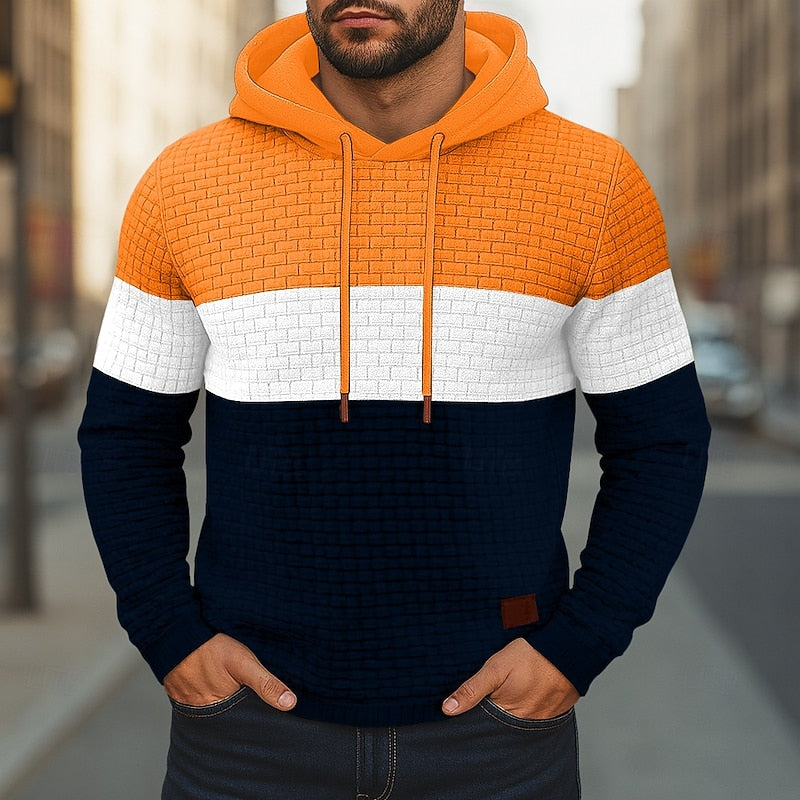 Hollis | Farveblok Tekstureret Hoodie