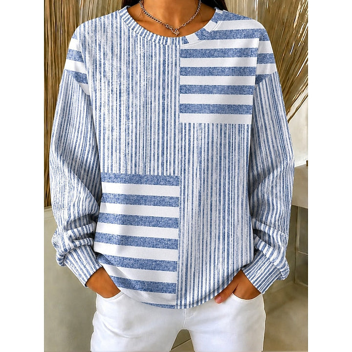Adelaide | Stribet Colorblock Crew Neck Sweatshirt