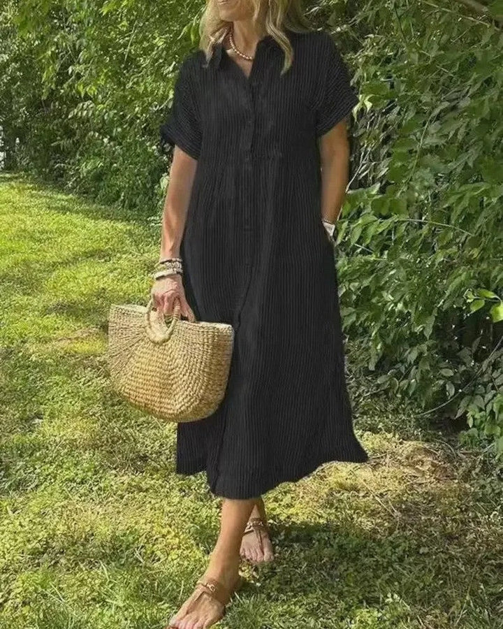 Maggie | Casual Stripe Midi Kjole