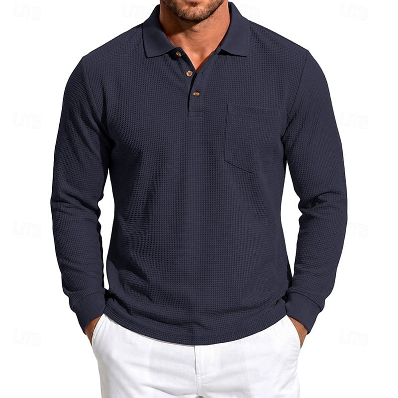 Quentin | Tekstureret Langærmet Polo Shirt