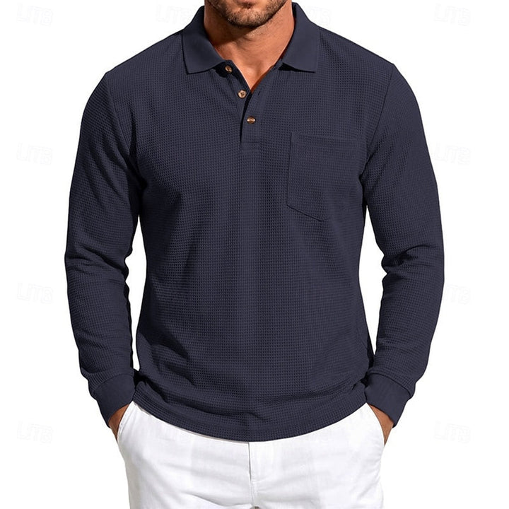 Quentin | Tekstureret Langærmet Polo Shirt