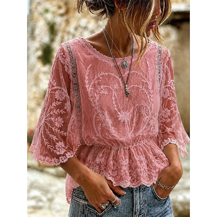 Sabrina | Broderet Peplum Bluse