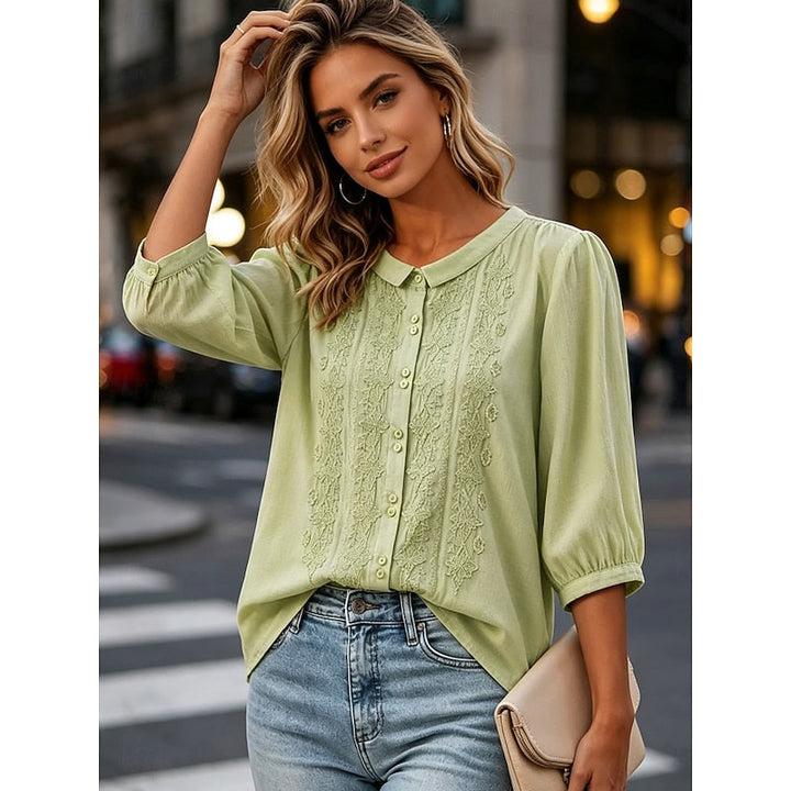 Paige | Broderet Peter Pan Krave Bluse