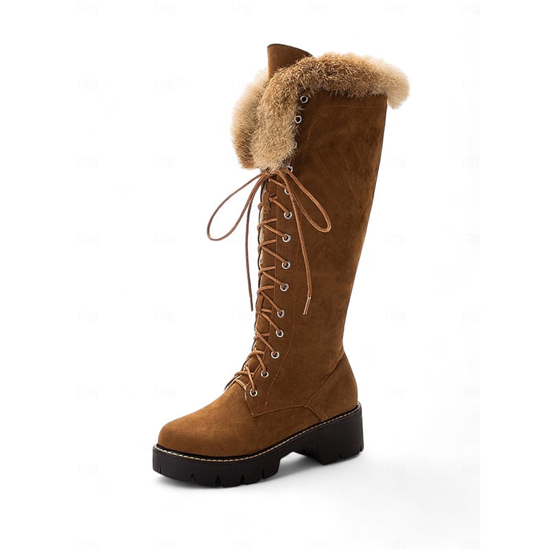 Aurelia | Cozy Lace-Up Knæhøje Vinterstøvler