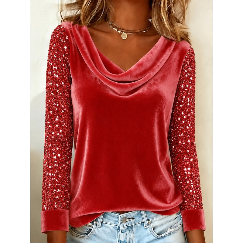 Marlene | Skinnende Cowl-Neck Top