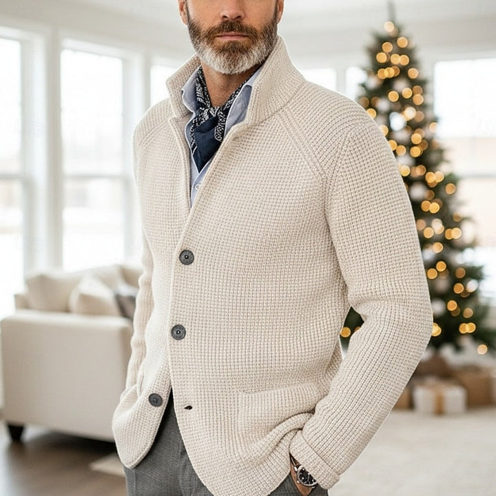 Archer | Tekstureret Stående Krave Cardigan