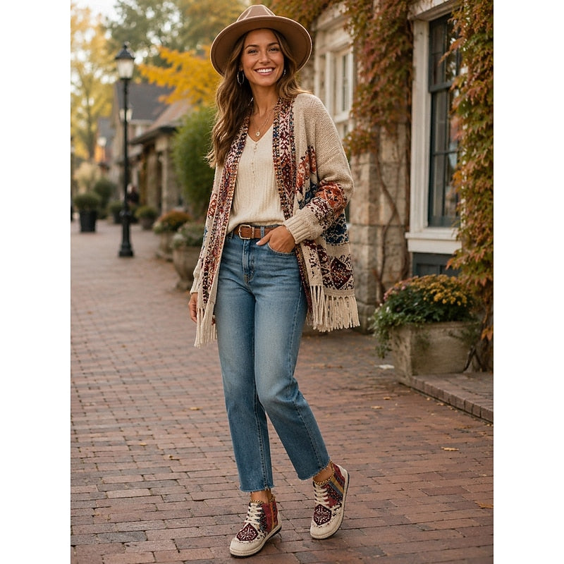 Talia | Boho Mønstret Højtop Sneakers