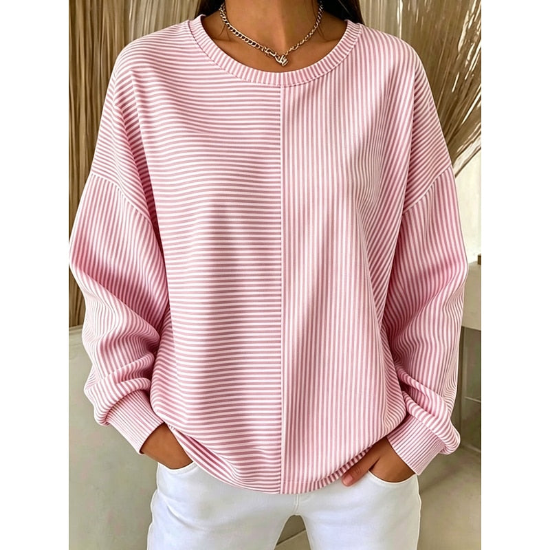 Corinna | Afslappet Stribet Sweatshirt