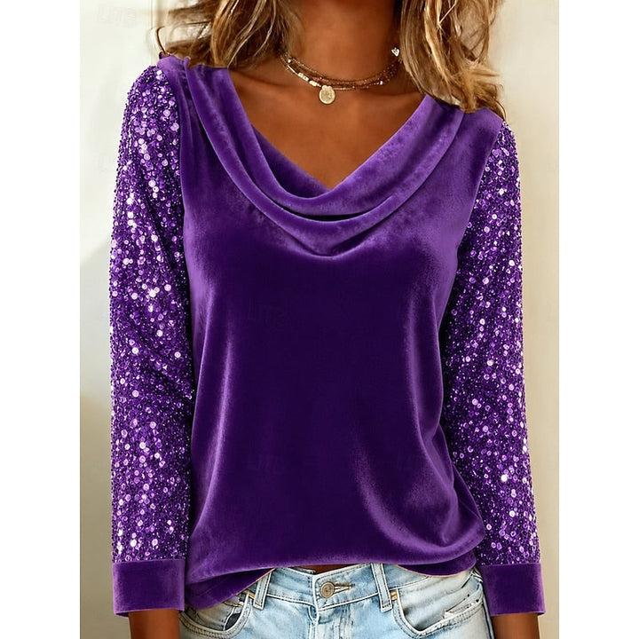 Marlene | Skinnende Cowl-Neck Top