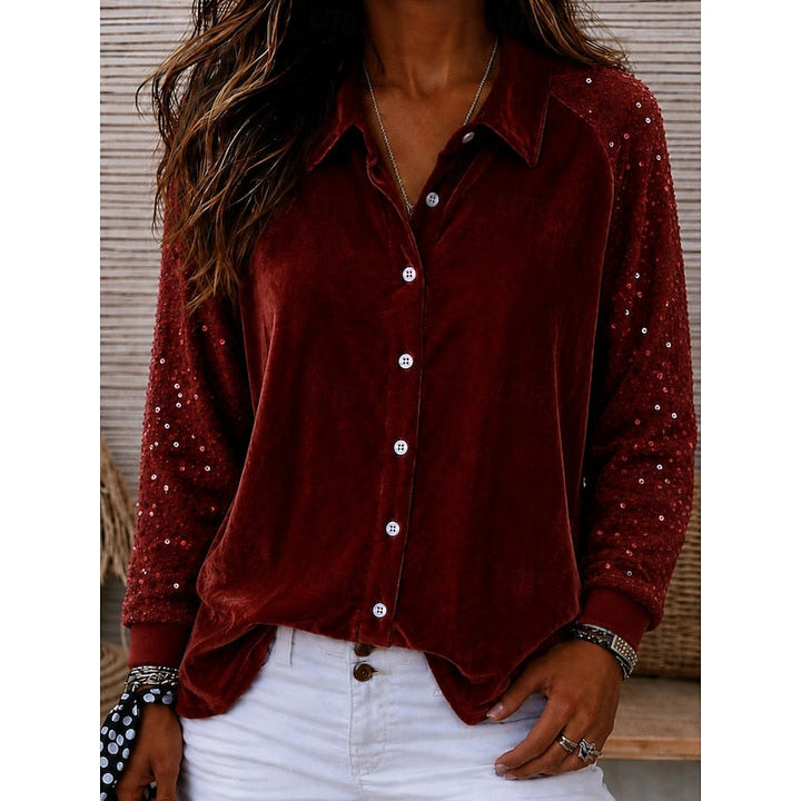 Meredith | Shimmer-Ærme Elegant Skjorte