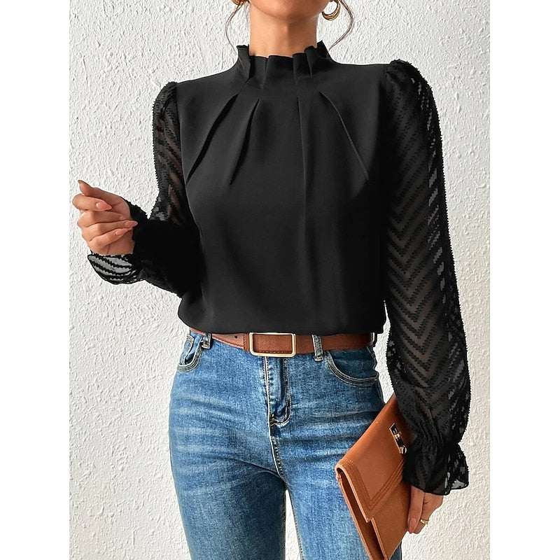 Elspeth | Elegant Højhalset Bluse