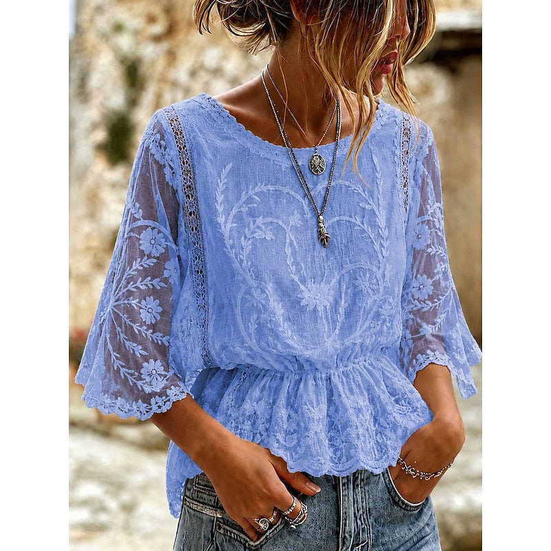 Sabrina | Broderet Peplum Bluse
