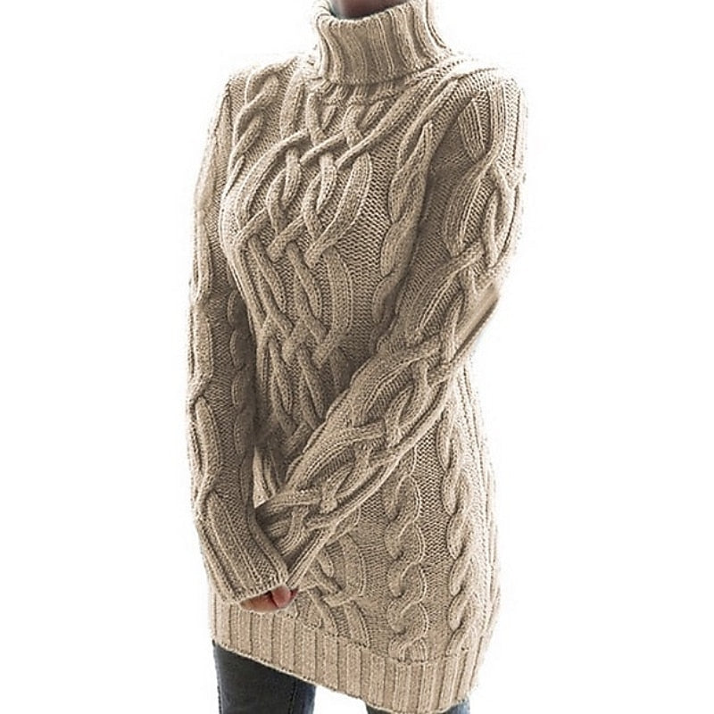 Thea | Kabelstrikket Turtleneck Sweater Kjole
