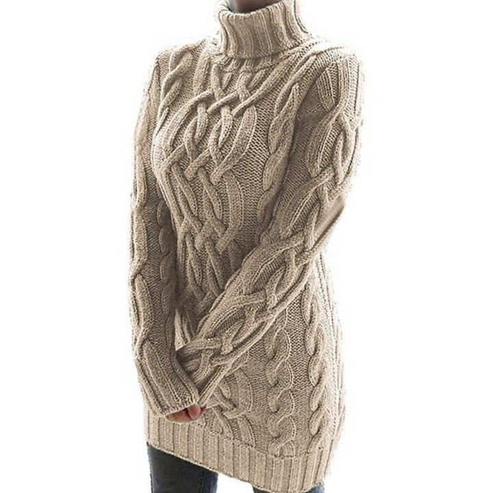 Thea | Kabelstrikket Turtleneck Sweater Kjole