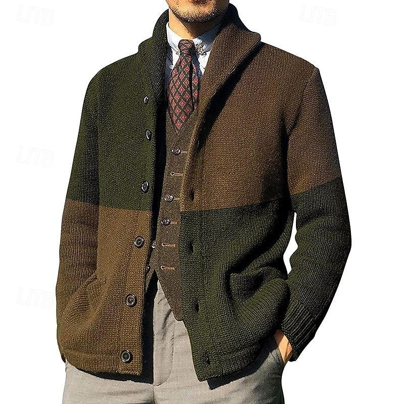 Frederick | Farveblok Skulderkrave Cardigan