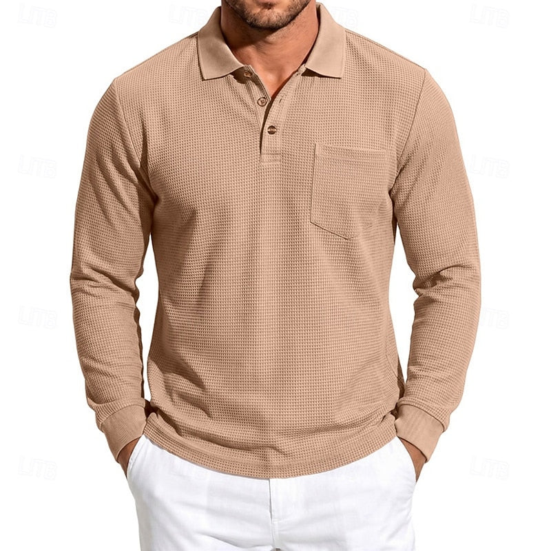 Quentin | Tekstureret Langærmet Polo Shirt
