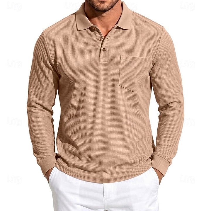 Quentin | Tekstureret Langærmet Polo Shirt