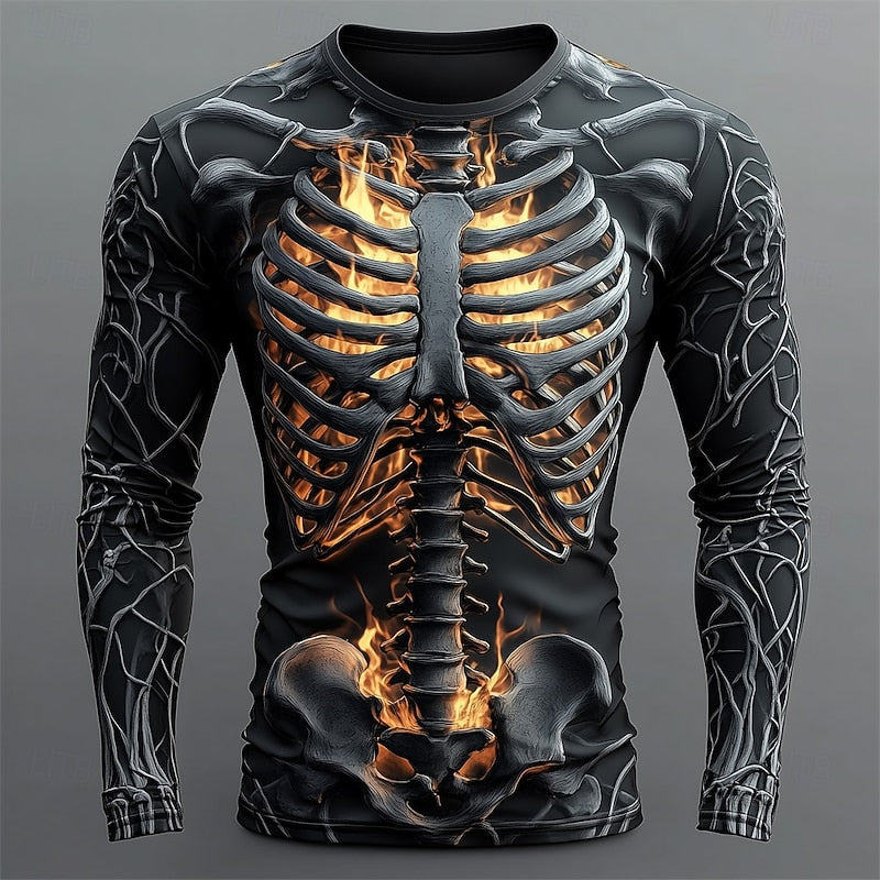 Jasper | Flamme Skelet Halloween Langærmet T-shirt