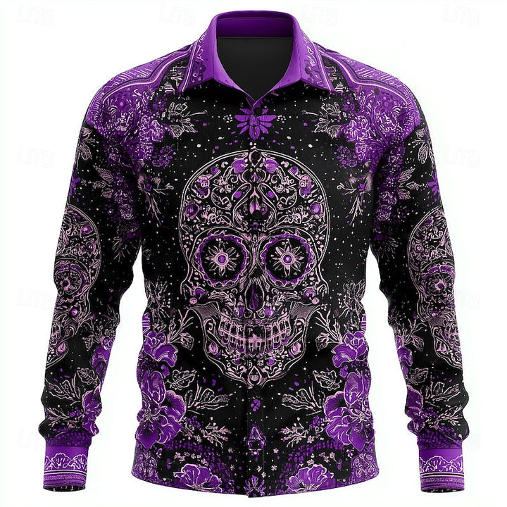 Dario | Halloween Skelet Skjorte med Knapper