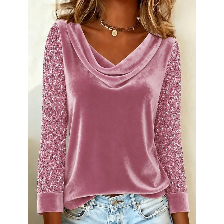Marlene | Skinnende Cowl-Neck Top