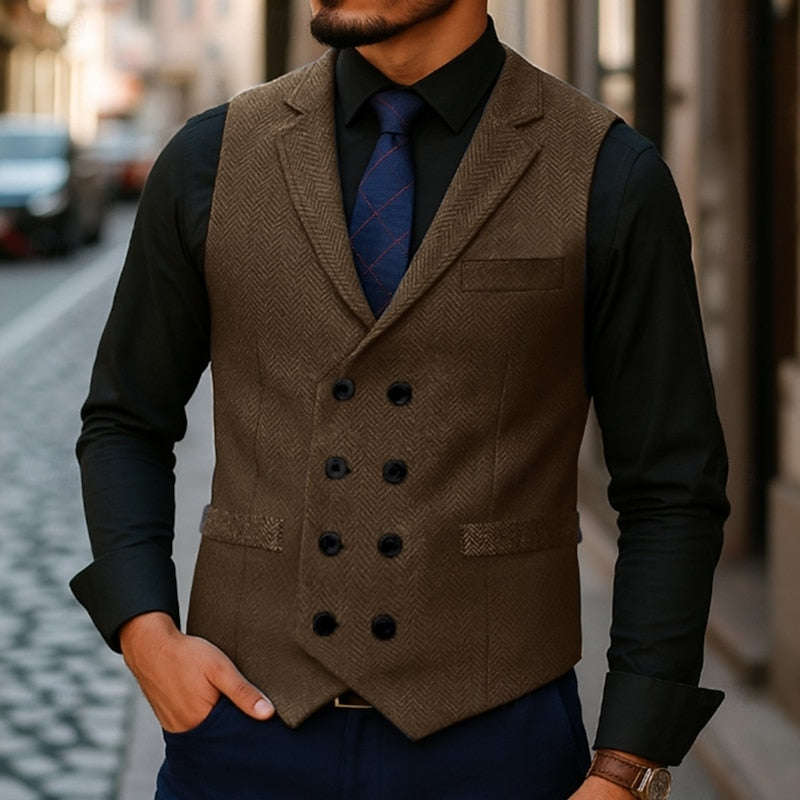 Bennett | Dobbeltradet Herringbone Vest