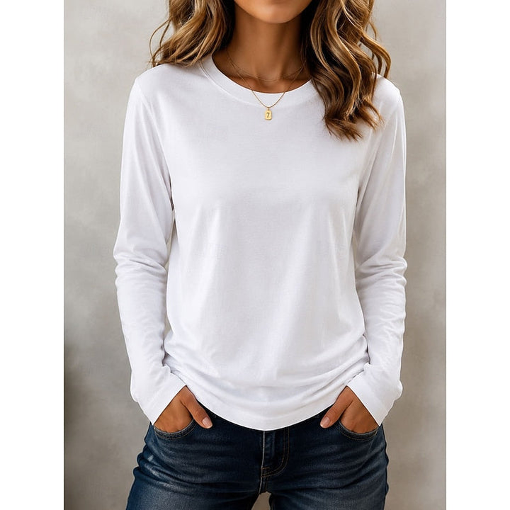 Rachel | Klassisk Langærmet Crew Neck Top