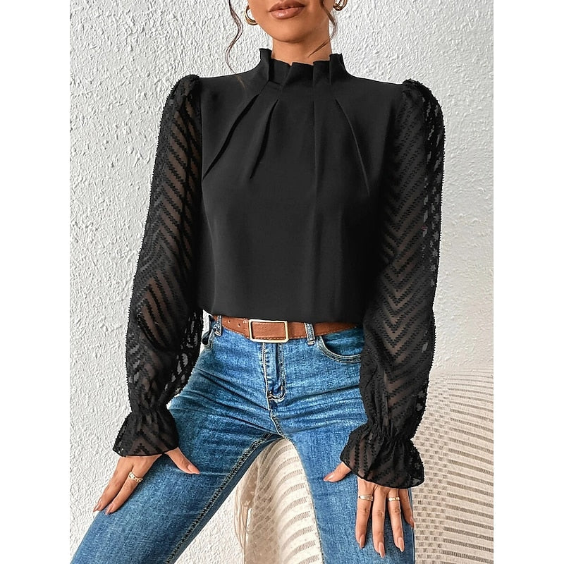 Elspeth | Elegant Højhalset Bluse