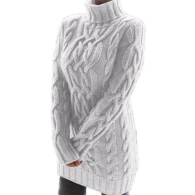 Thea | Kabelstrikket Turtleneck Sweater Kjole