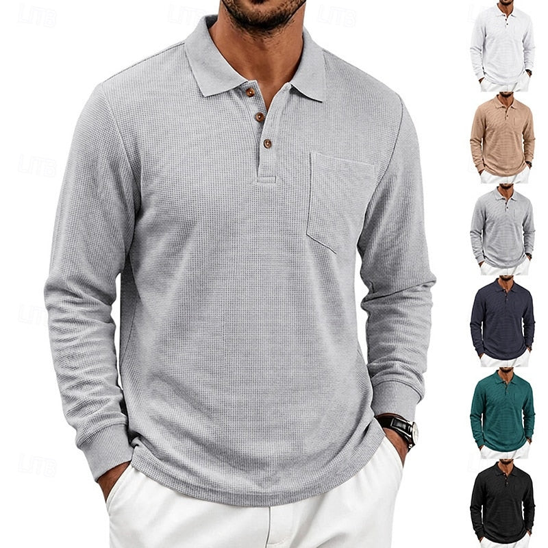 Quentin | Tekstureret Langærmet Polo Shirt
